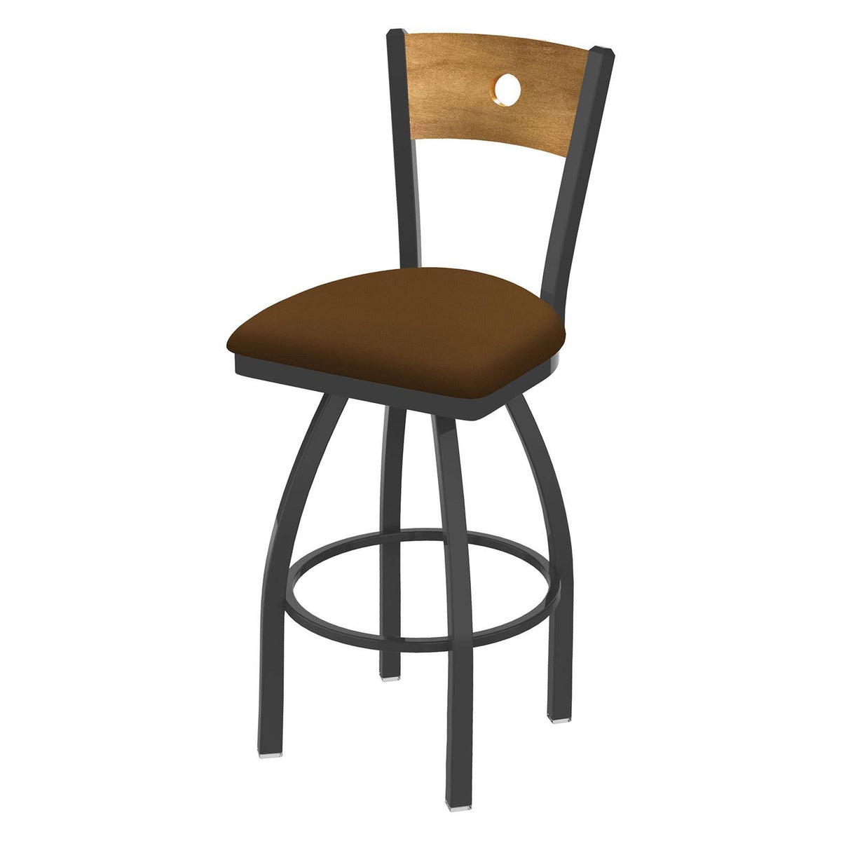 25x22 Counter Stool with Bronze Finish, Beechwood Seat, Oak Back, 360 Swivel G3903