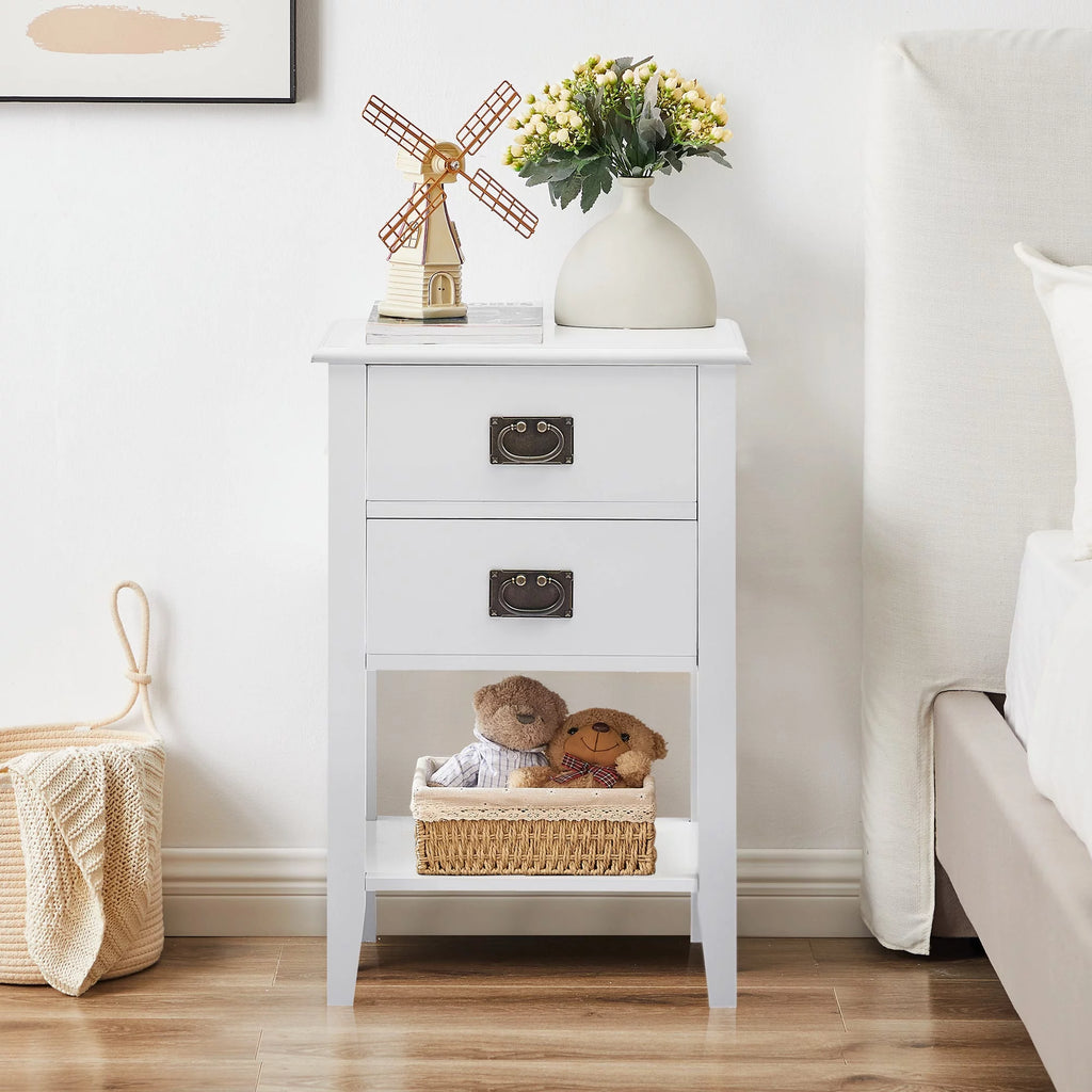 3-Piece Bedroom Set with 7 Drawers LED Dresser and 2 Nightstands, White Q447509