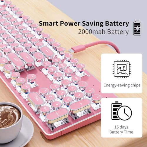 Pink Wireless Mechanical Keyboard with White Backlit I486248