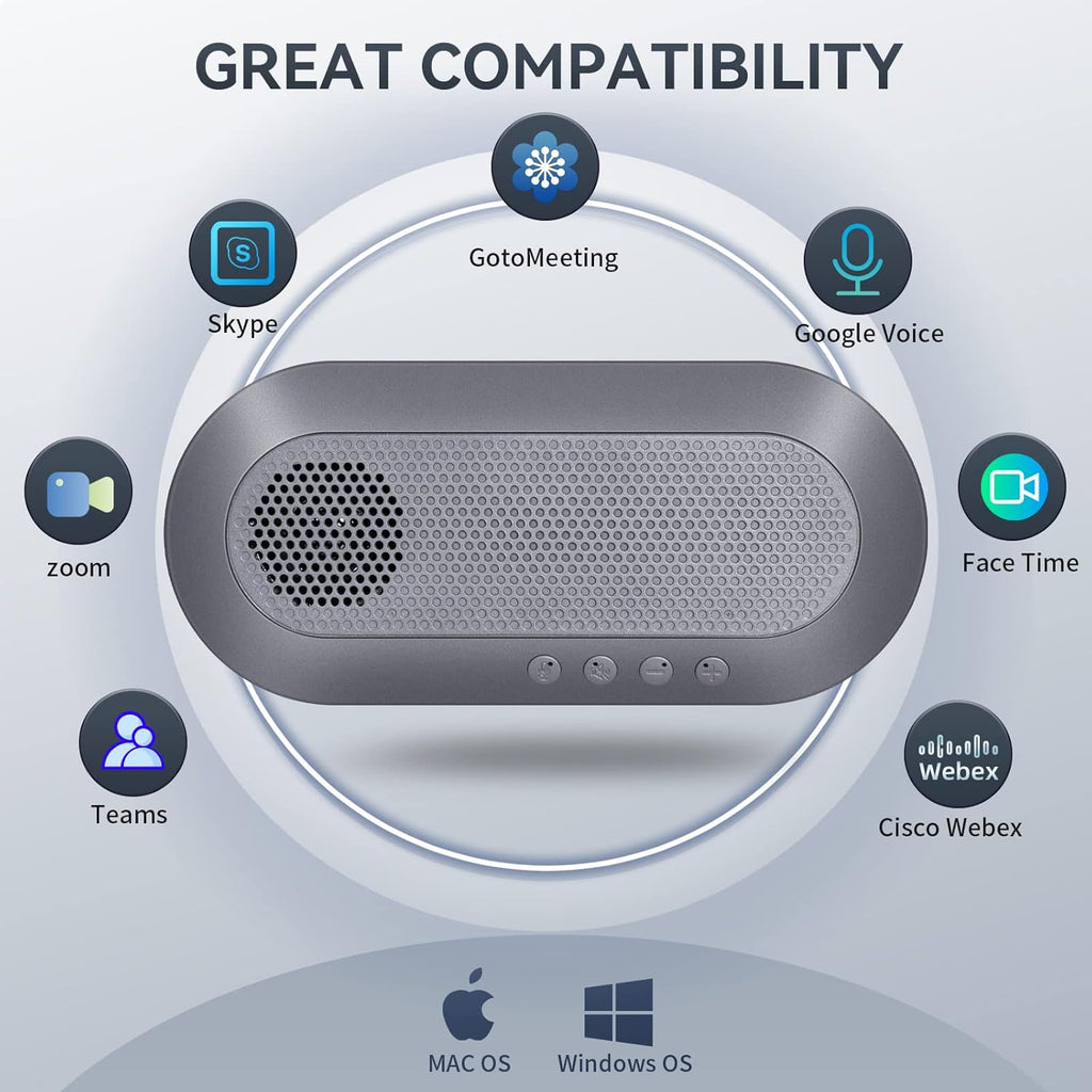 USB Speakerphone, 360° Omnidirectional Microphone Conference Speaker with Noise Reduction C59867