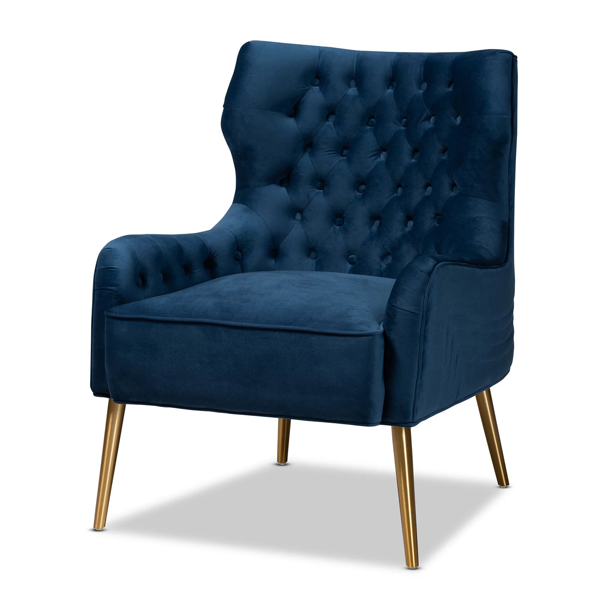 Navy Blue and Gold Wingback Chair L13192
