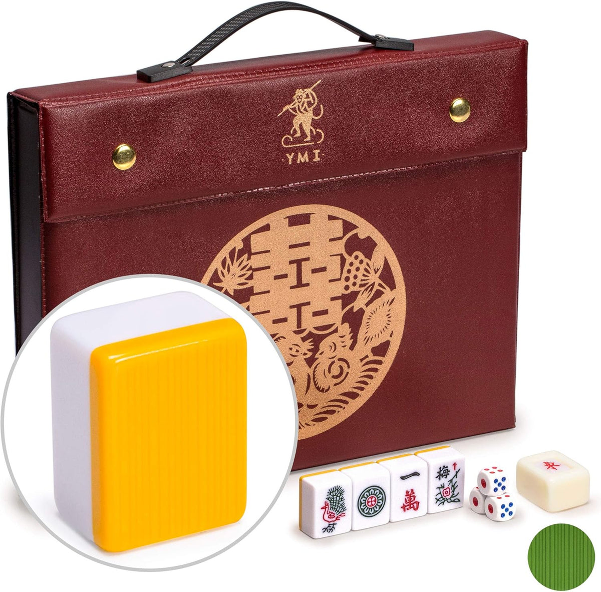 146 Medium Size Tiles Chinese Mahjong Game Set with 3 Dice and Wind Indicator F608