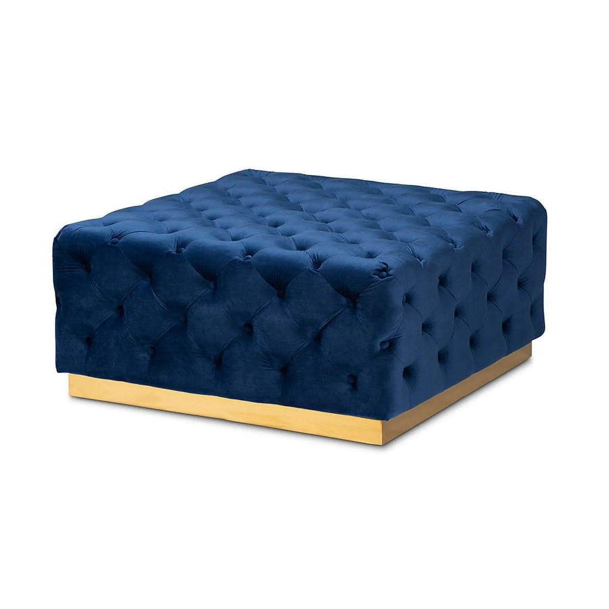 Royal Blue Velvet Square Cocktail Ottoman F77013