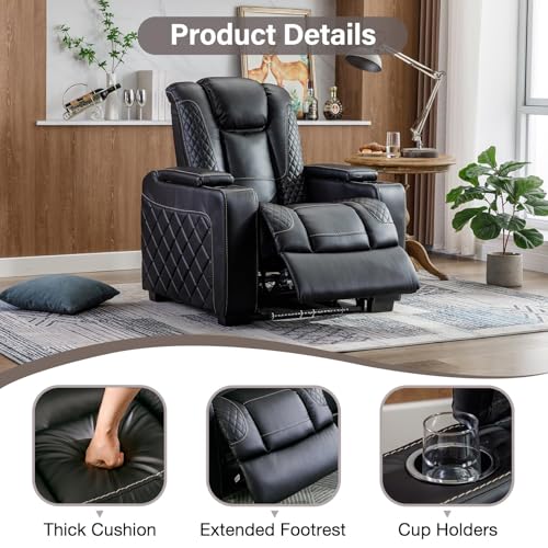 Brown Faux Leather Power Recliner Chair with Adjustable Headrest Z155969