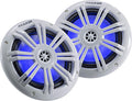 6.5 Inch 2 Way Coaxial Marine LED Boat Speakers, Pair, 4 Ohm, 150 Max Watts, Blue F45226