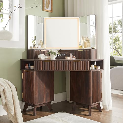 48" Makeup Vanity Desk with 3 Way Mirror and Lights Q9734