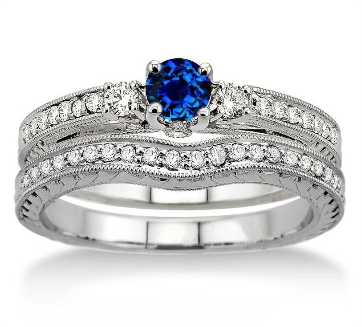 Antique Bridal Set on 10k White Gold K87299