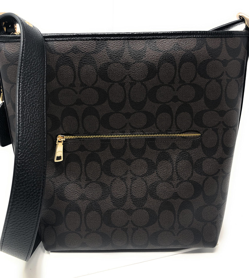Brown Black Leather Duffle Shoulder Crossbody Bag P88487