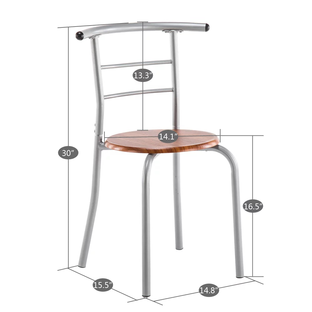 3PCS Dining Table Set 2 Chairs Wood Metal Q808222