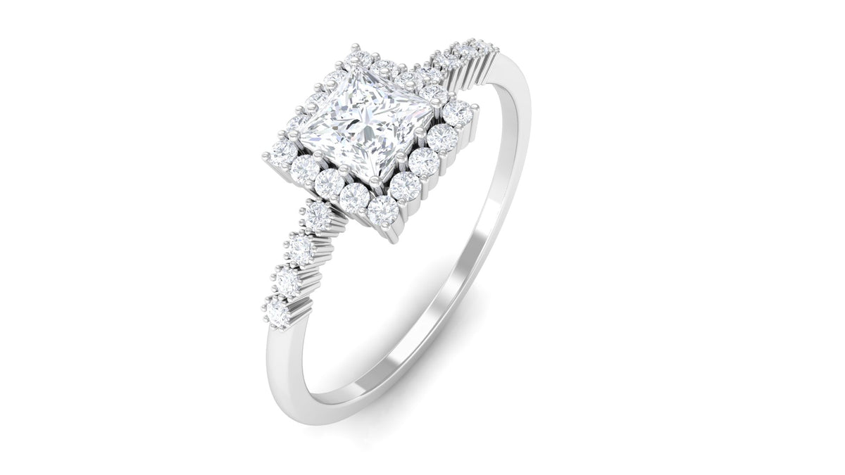 925 Sterling Silver Moissanite Engagement Ring Y4314
