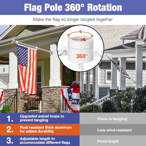 6FT Stainless Steel Flagpole Kit with Holder Bracket Z7593