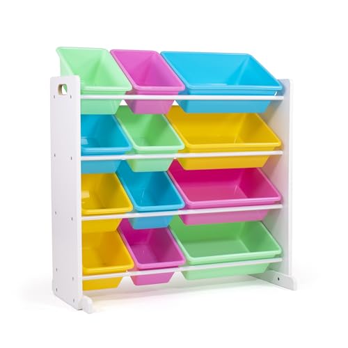 Grey/White 12 Plastic Bin Toy Storage Organizer Q8337