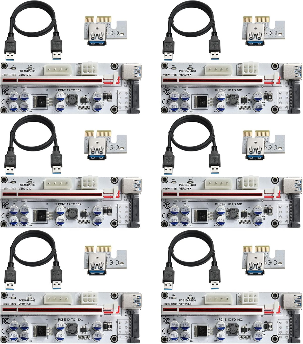 PCI-E 1X to 16X Riser Card with 24in USB 3.0 Extension Cable Q14279