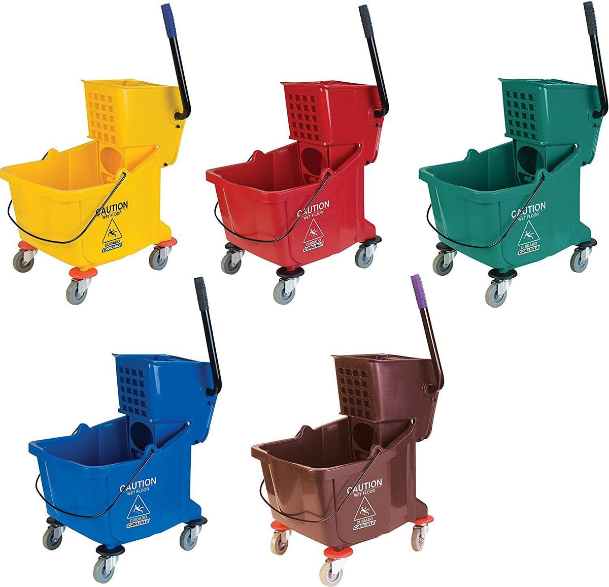 Blue 26 Quart Commercial Mop Bucket with Side Press Wringer J352