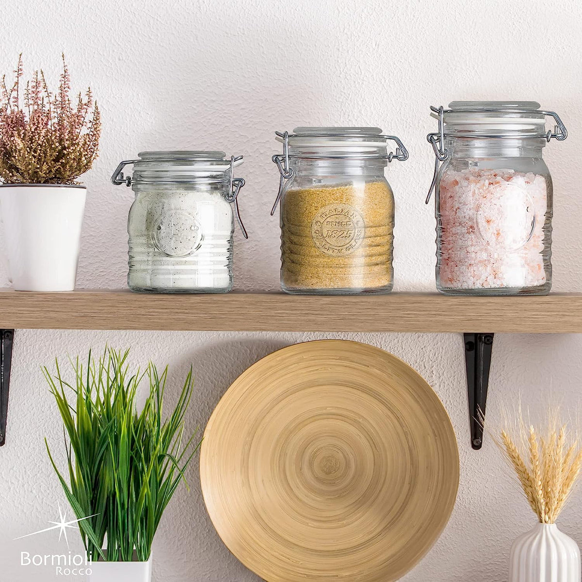 Set Of 3 Glass Jars with Airtight Hinged Lid Z774290