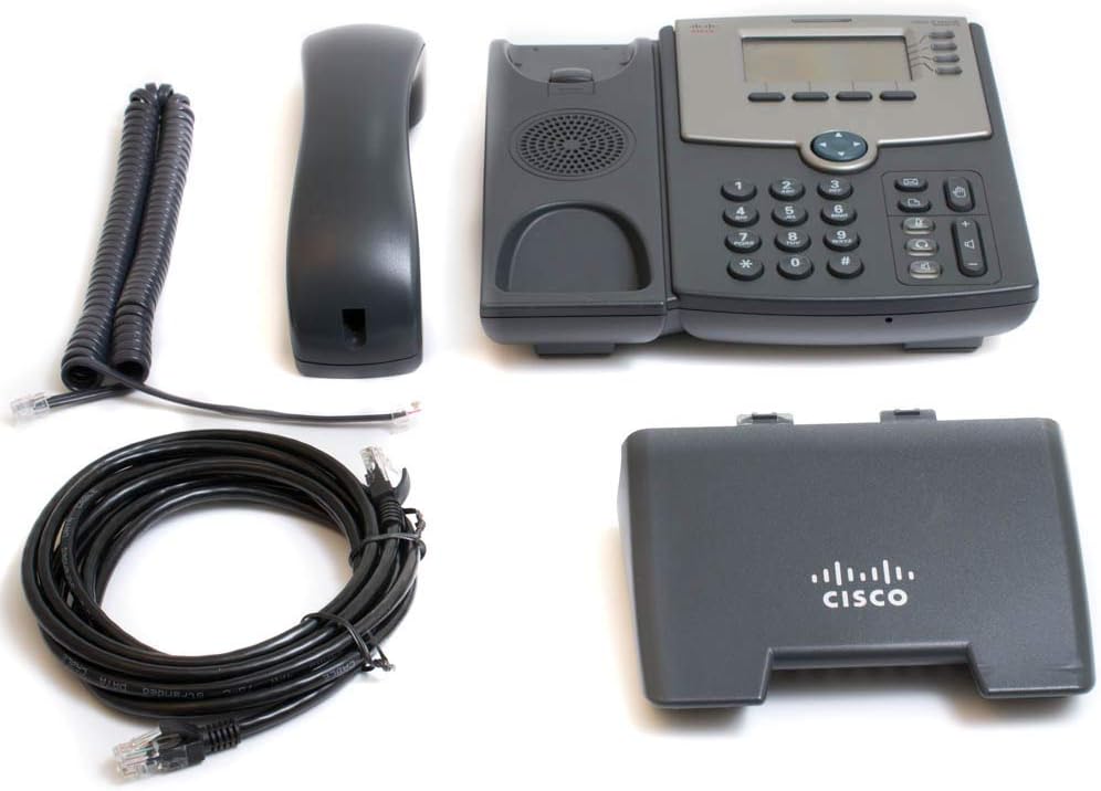 4-Line IP Phone with 2-Port Switch, PoE and LCD Display, Silver, Grey (Renewed) Pack of 2 I56486