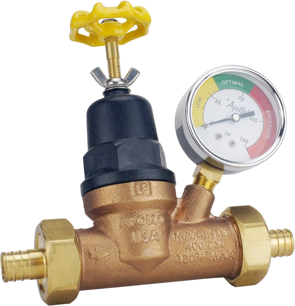 Water Pressure Regulator with Gauge, Bronze, Pack of 2 A942410