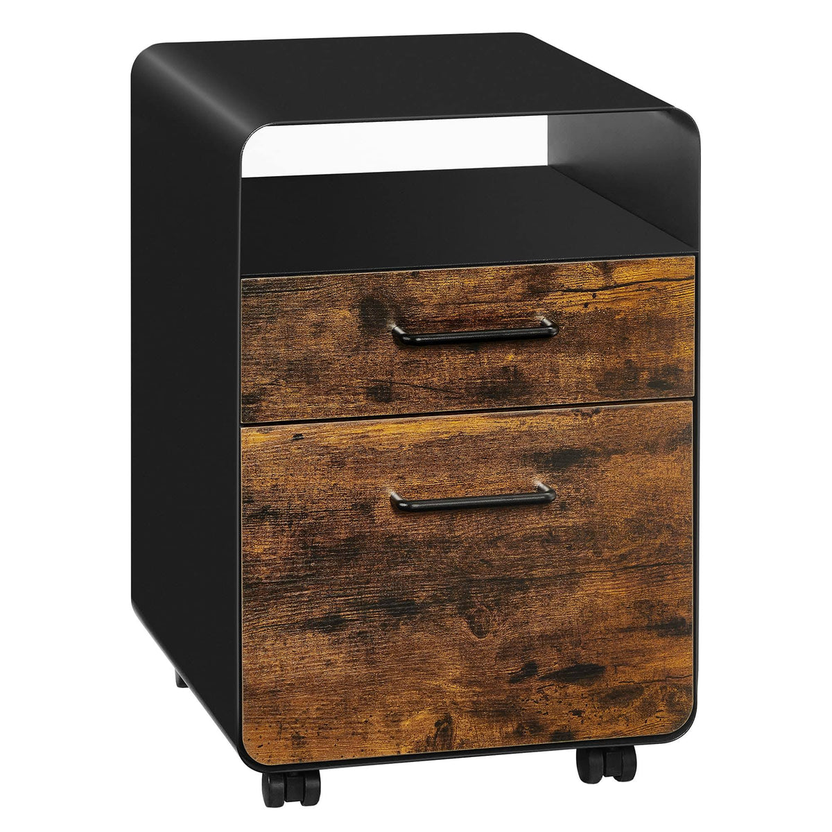 Black Rustic Brown File Cabinet with 2 Drawers P34201