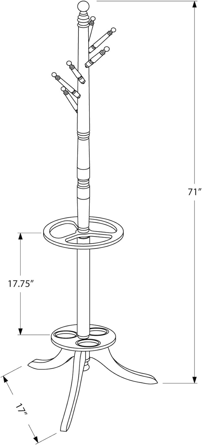 Solid Wood Coat Rack with Umbrella Holder Cappuccino U87130