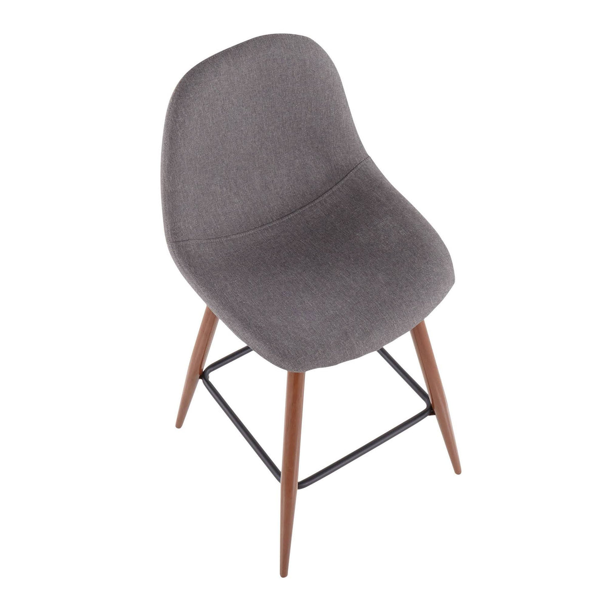 Walnut Metal Charcoal Fabric Counter Stool Set of 2 L943