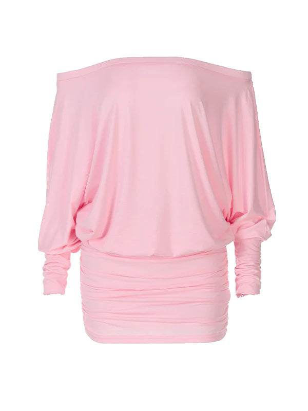 Off The Shoulder Sheer Ruched Dress W823
