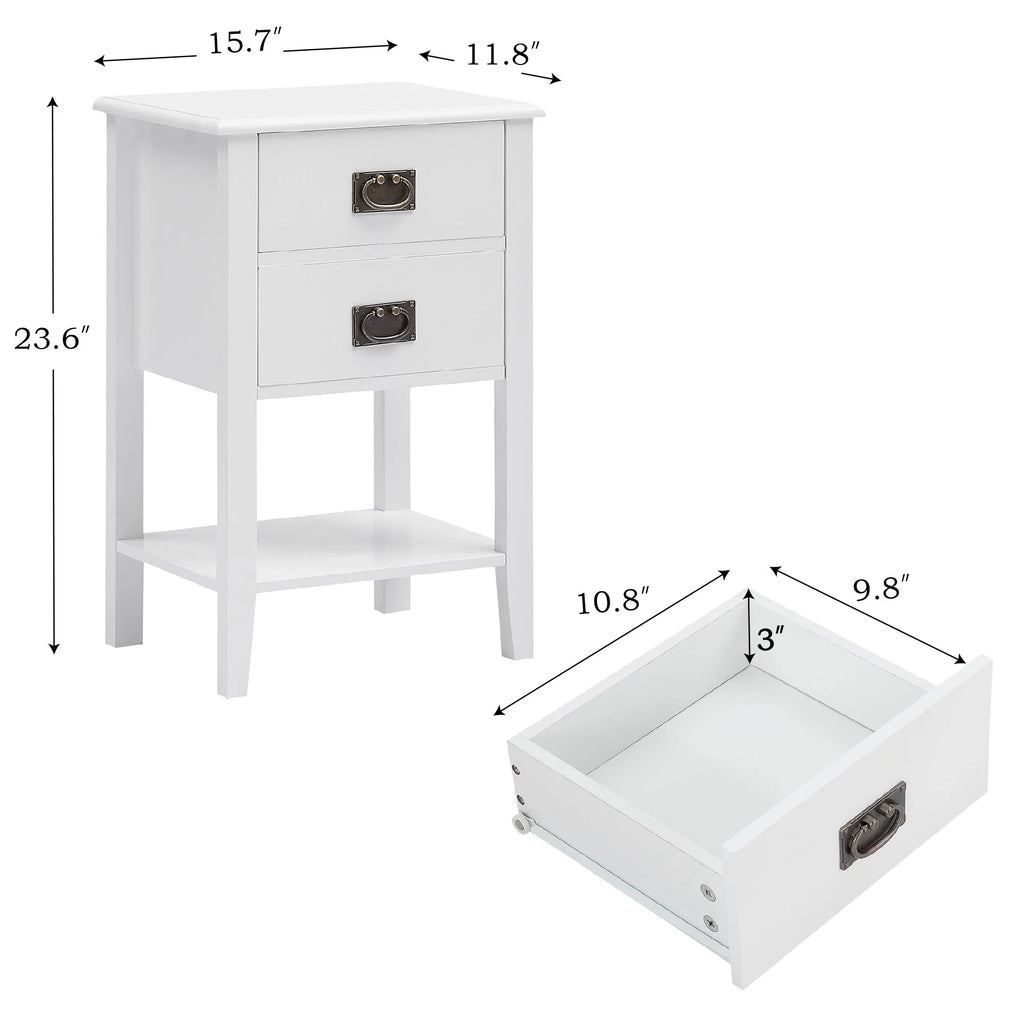 3-Piece Bedroom Set with 7 Drawers LED Dresser and 2 Nightstands, White Q447509