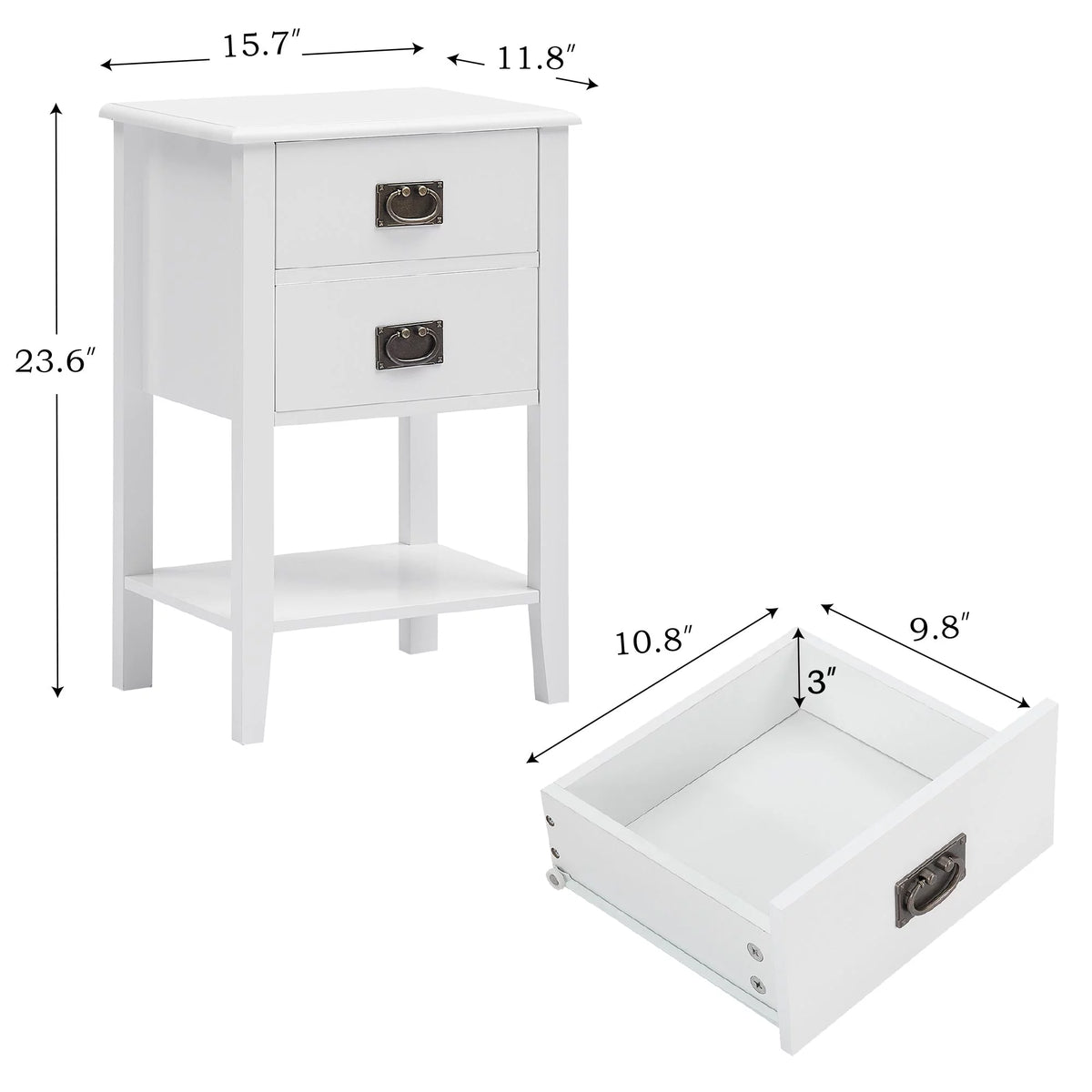 3-Piece Bedroom Set with 7 Drawers LED Dresser and 2 Nightstands, White Q447509