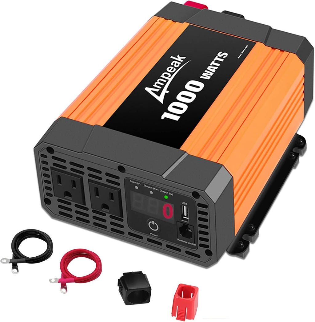 2000W Power Inverter 12V to 110V Digital LCD Display 3AC Outlets 2.1A USB L552266