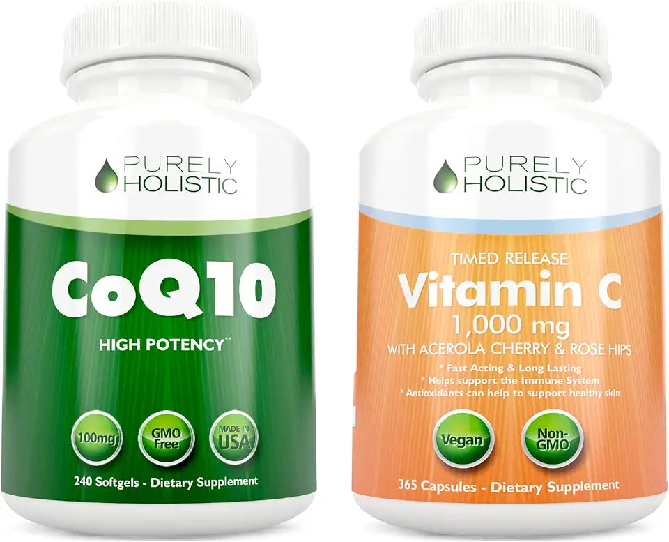 CoQ10 100mg + Vitamin C 1000mg with Rosehip & Acerola Cherry Bioflavonoid Softgels & Capsules Z842