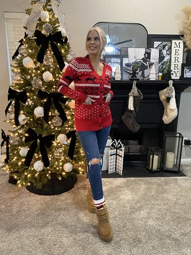Christmas Cardigan Open Front Button Down Knit Coat N524354