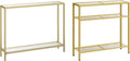 Gold Console Table with Tempered Glass and Metal Frame H61136