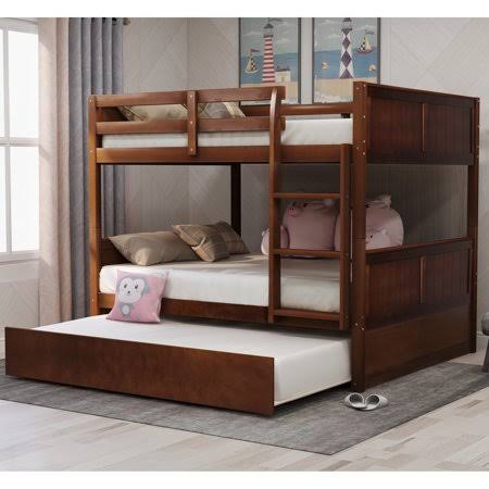 Full Over Full Bunk Beds with Trundle, Walnut H894423