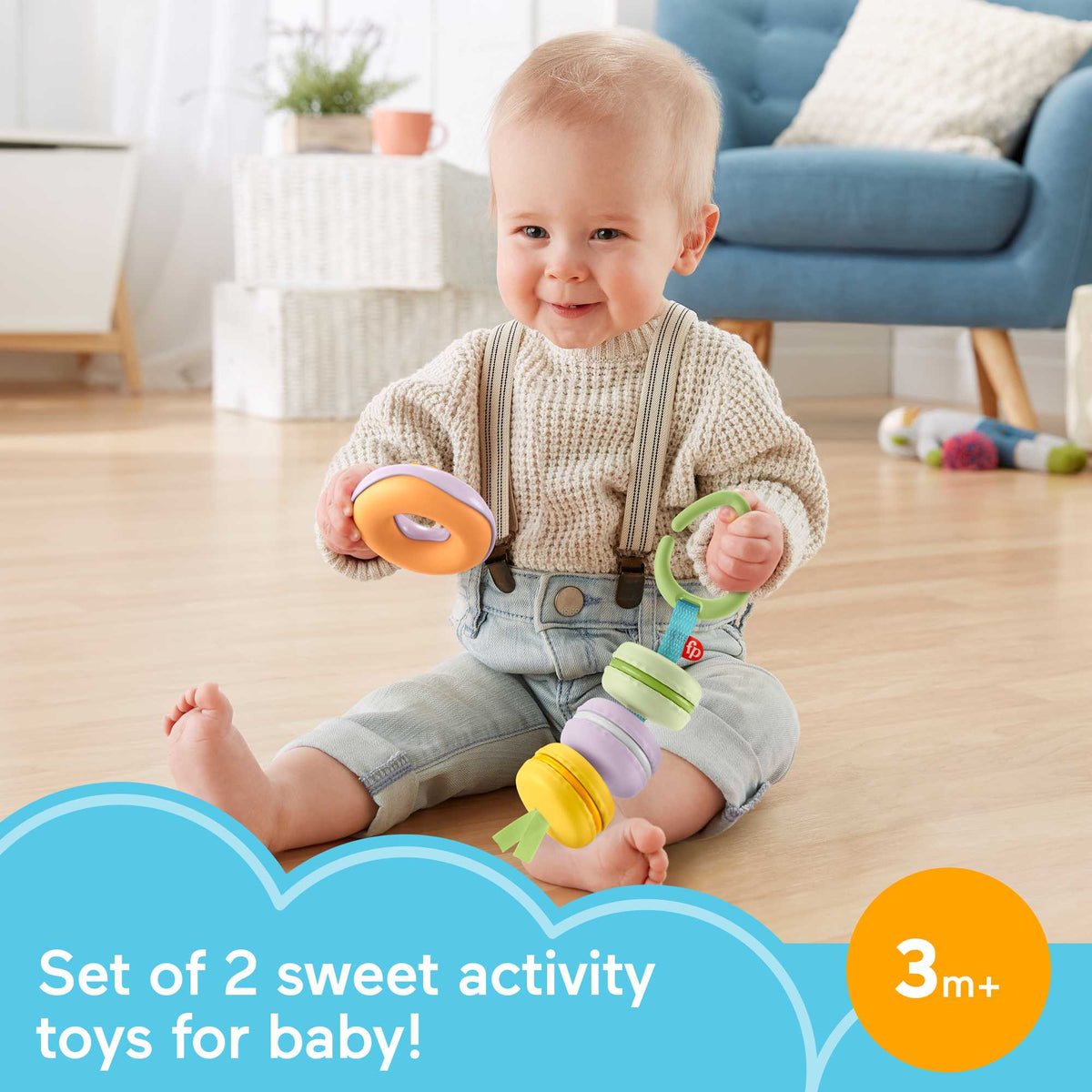 2 Pretend Food Rattle Toys for Infants 3+ Months, Plastic R4634