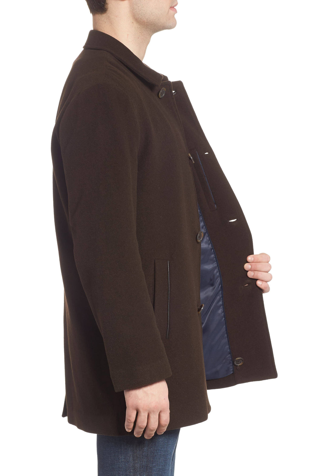 Mens 3-button Cashmere Wool Topcoat In Camel G676