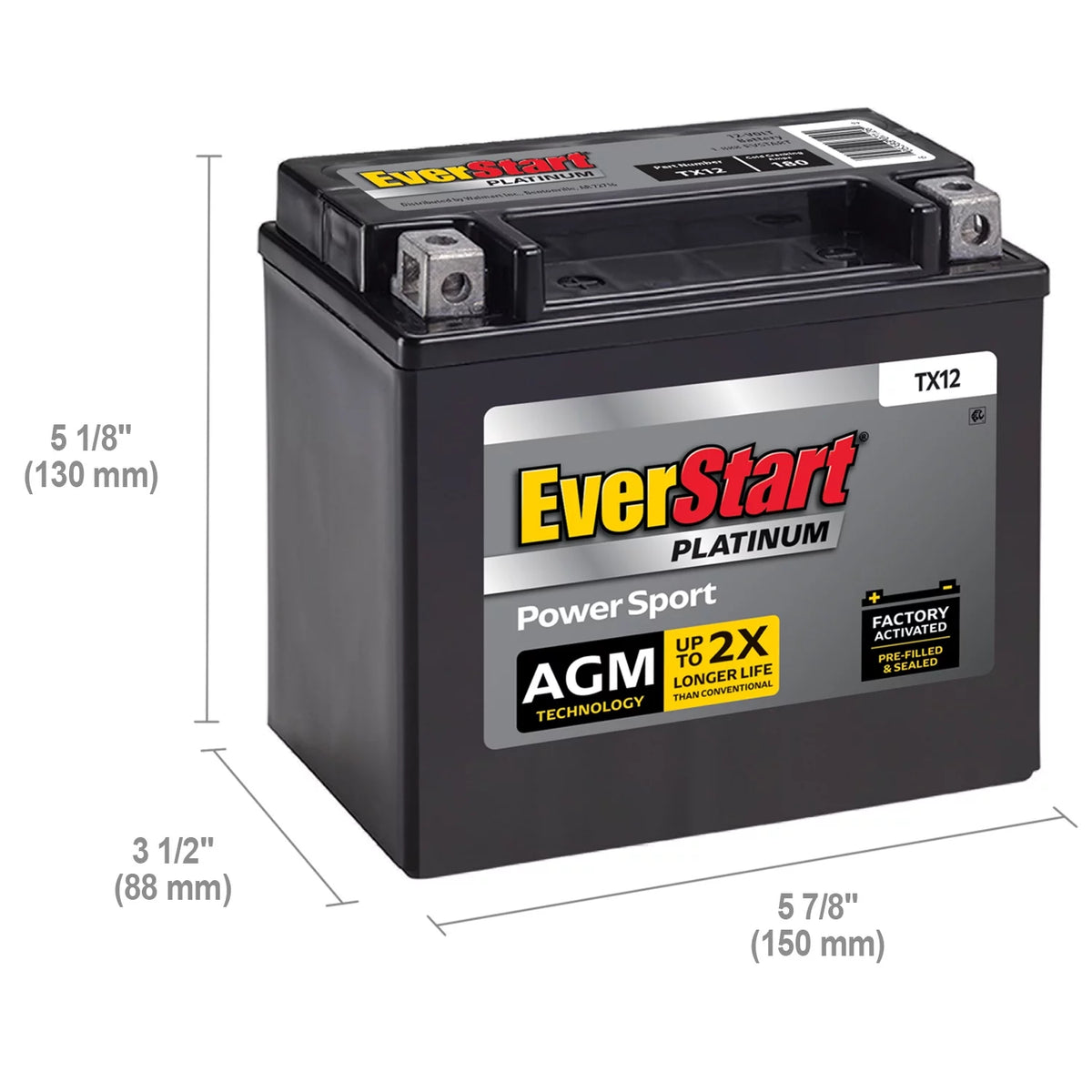 AGM PowerSport Battery Group Size TX12 12 Volt 180 CCA G55619