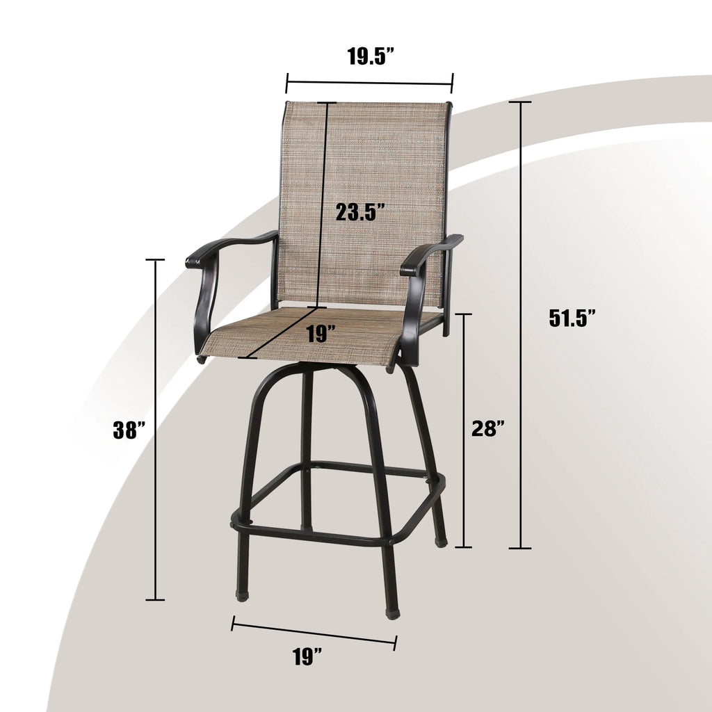 4-Piece Outdoor Swivel Bar Stools with High Back and Armrest Y83100