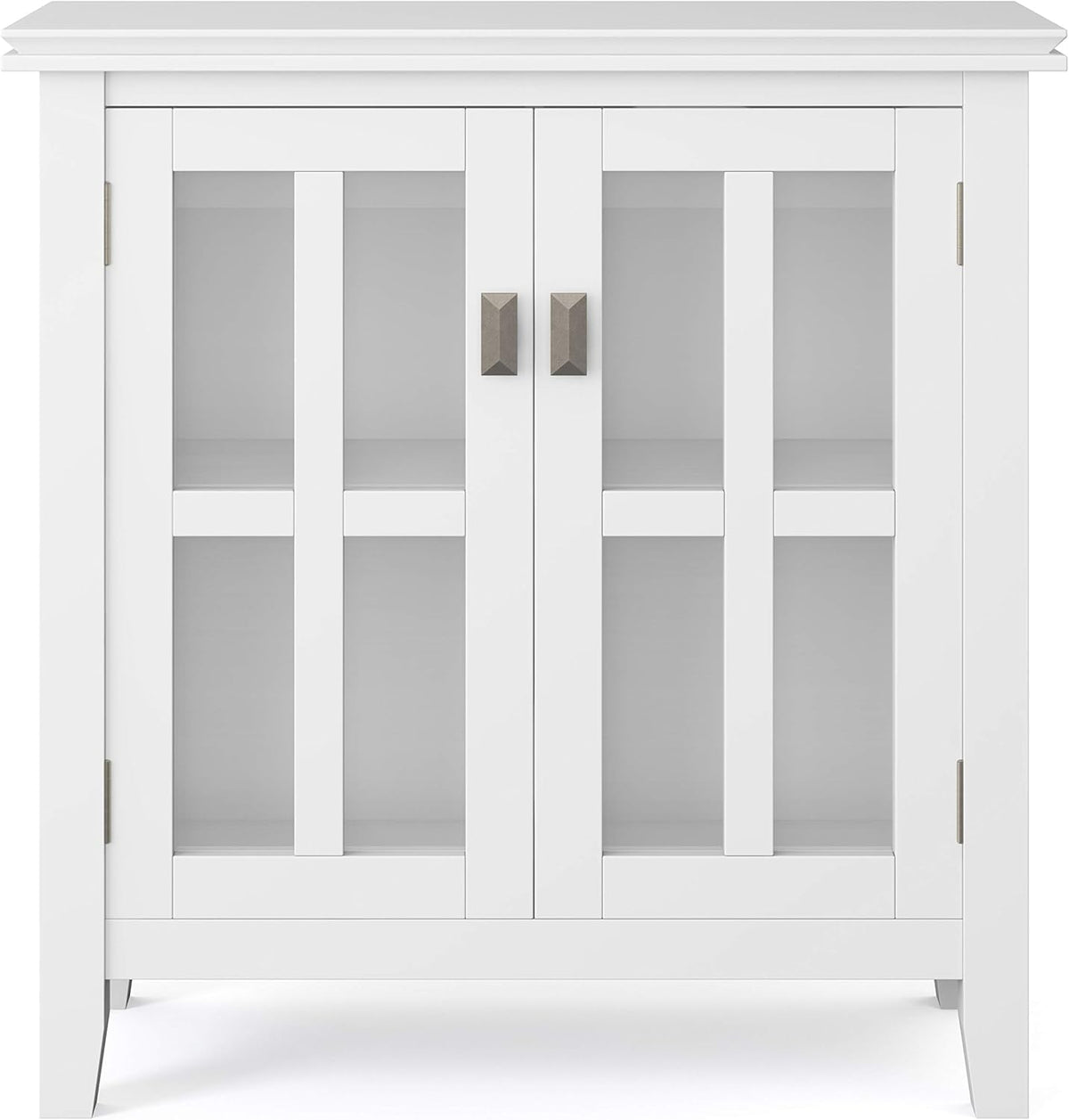 White 30 inch Wide Low Storage Cabinet with 2 Tempered Glass Doors E458208