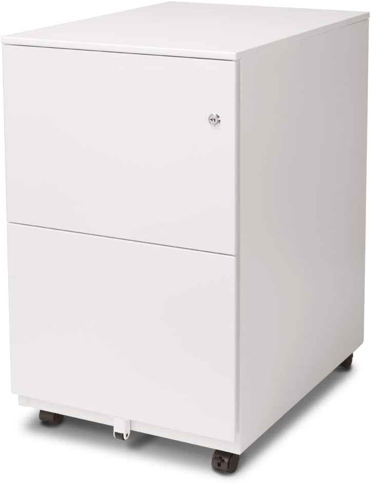 White 2-Drawer Metal File Cabinet with Lock Z972
