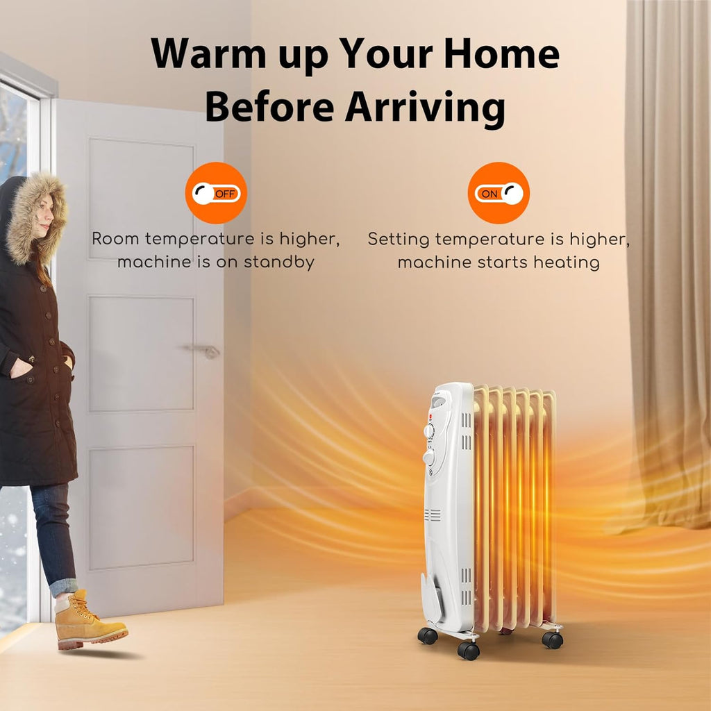 1500W Oil Filled Radiator Heater with 3 Heat Settings O474