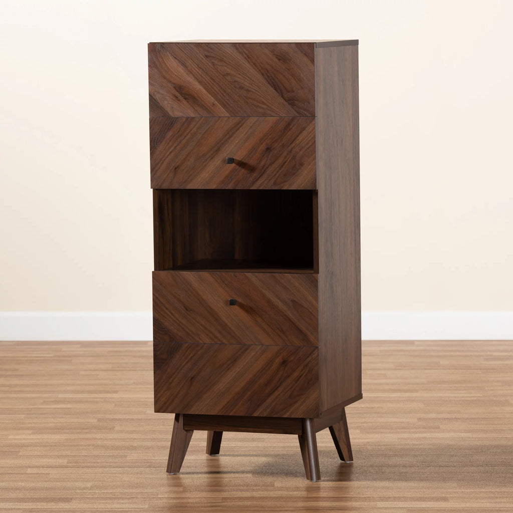 Walnut Brown Wood Storage Cabinet S5300