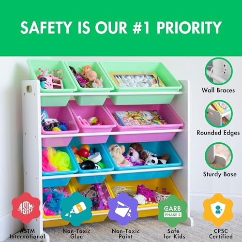Grey/White 12 Plastic Bin Toy Storage Organizer Q8337