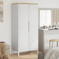 Brown Solid Wood Pine Wardrobe Closet with 1 Large Compartment and Doors E64225