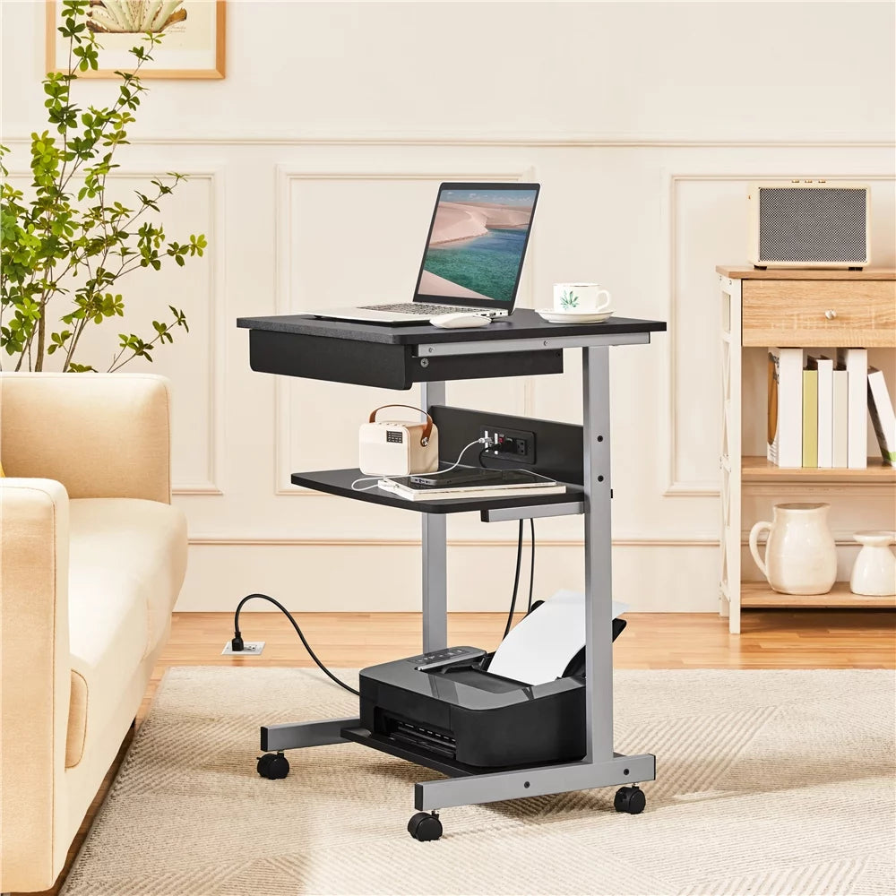 Black 31.5''H Laptop Computer Desk with Power Outlet Z643