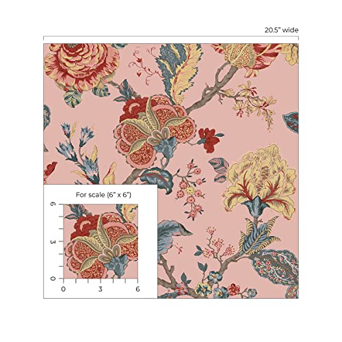 Victorian Jade Floral Peel and Stick Wallpaper U95871