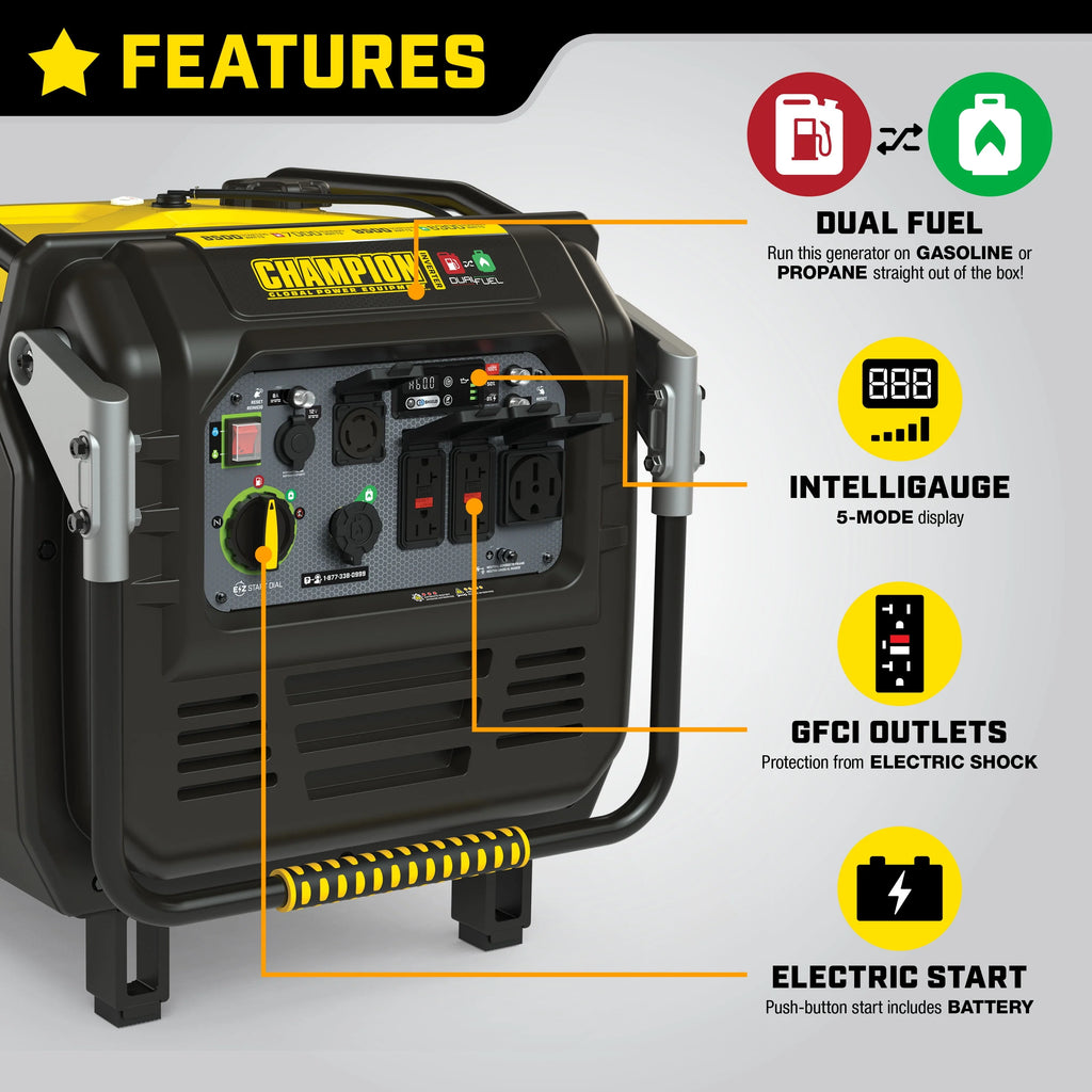 8500-Watt Dual Fuel Inverter Generator T476