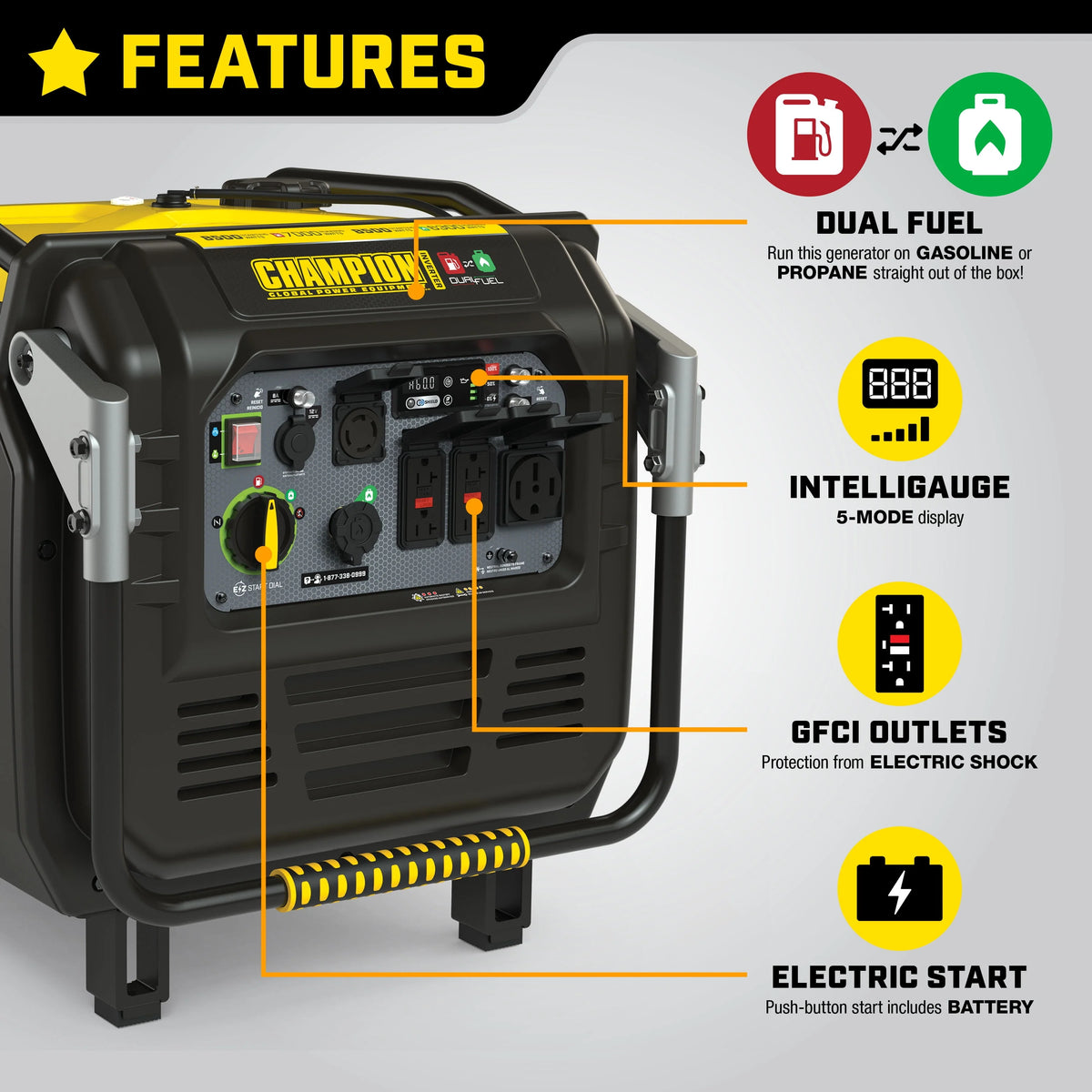 8500-Watt Dual Fuel Inverter Generator T476