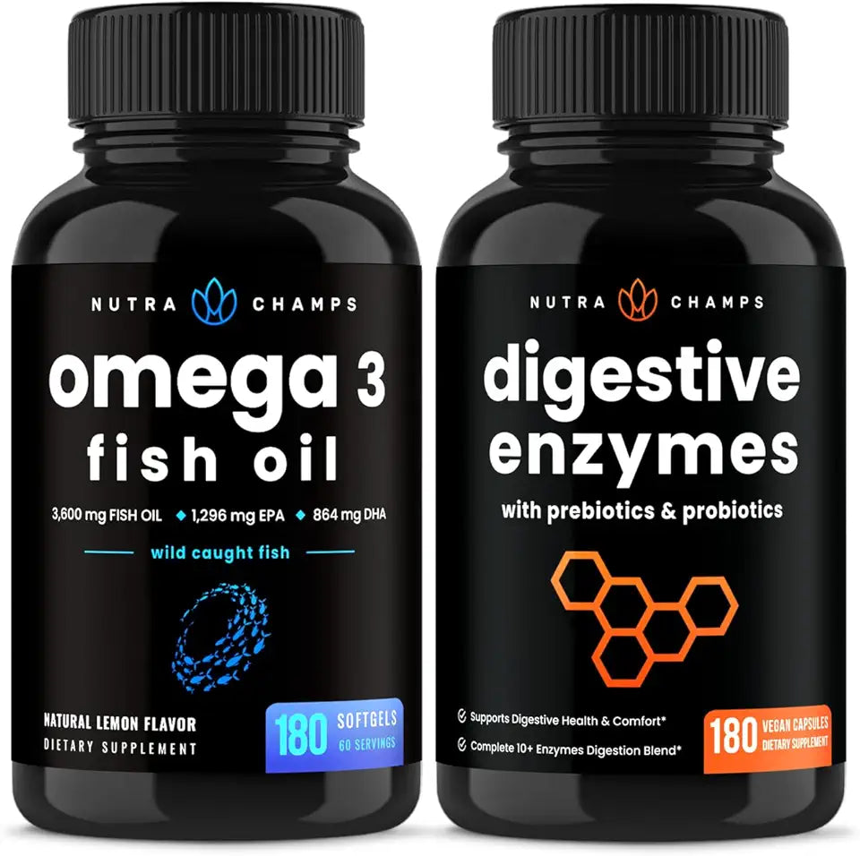 Omega 3 Fish Oil and Digestive Enzymes 2 Pack U972506