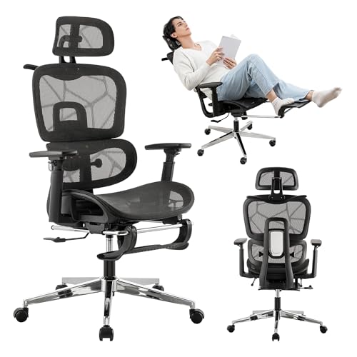 Ergonomic Mesh Office Chair with Footrest and Lumbar Support U814817