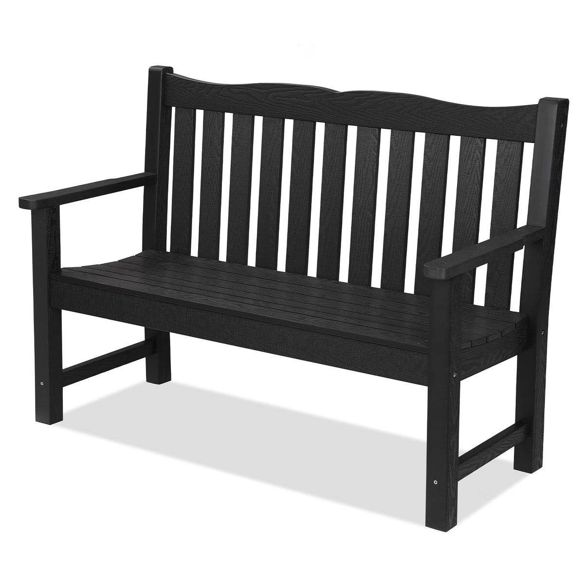 Black Two Person Outdoor Garden Bench with Armrest P4542