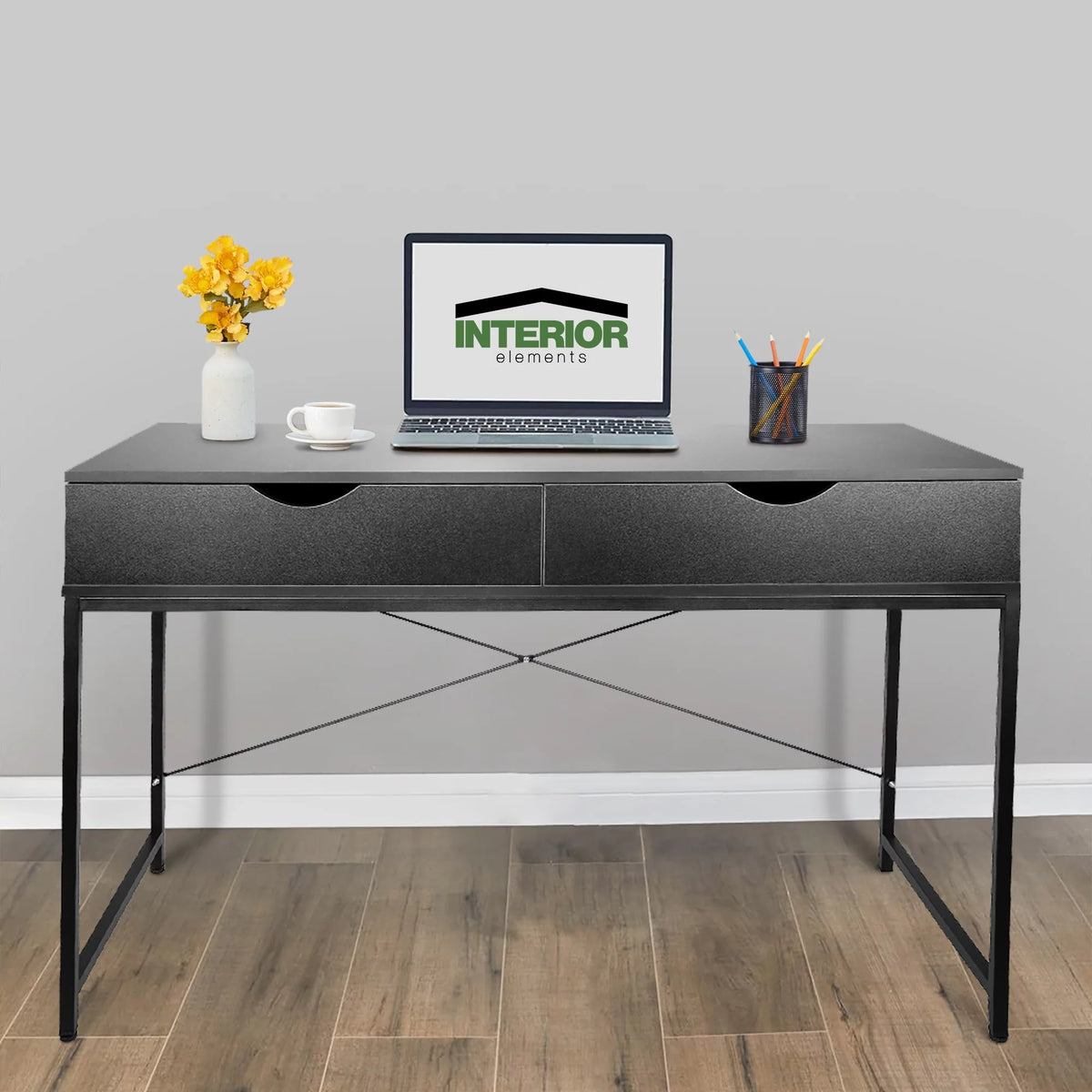 Black Computer Desk with Drawers M7149
